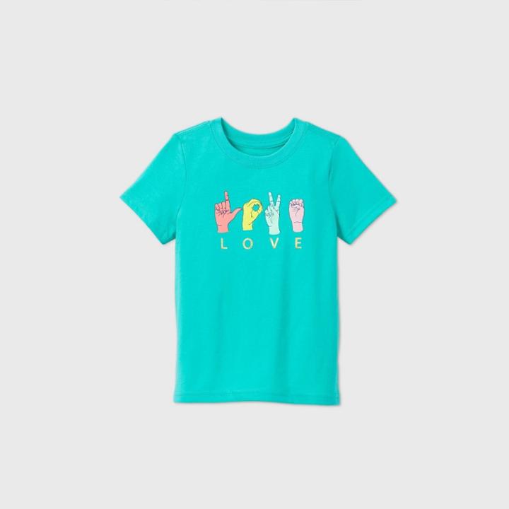 Toddler Kids' Short Sleeve Sign Language 'love' Graphic T-shirt - Cat & Jack Green