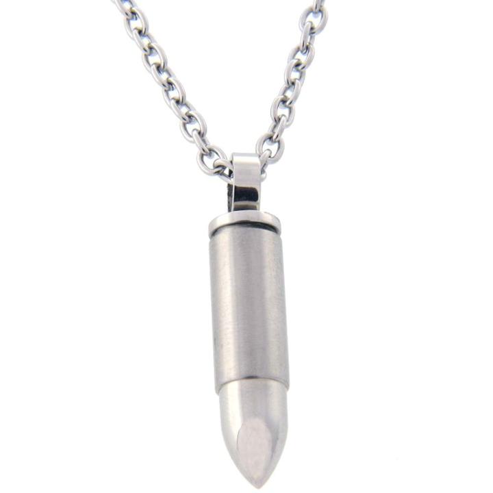 Distributed By Target Men's Stainless Steel Bullet Pendant Necklace,