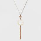Tassel With Wrapped Bead And Open Hoop Necklace - A New Day Rose Gold