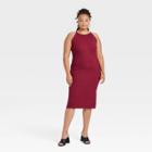 Women's Plus Size Sleeveless Sweater Dress - Ava & Viv Burgundy X, Red