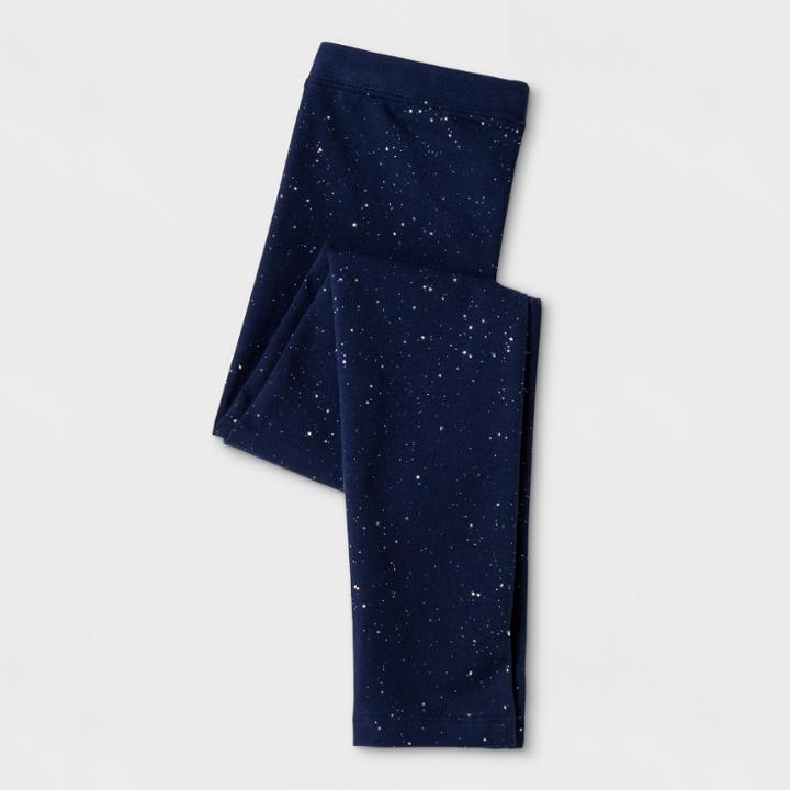 Girls' Sparkle Favorite Leggings - Cat & Jack Navy (blue)