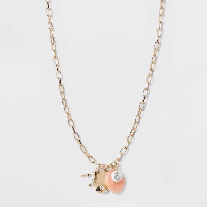 Cluster Pendant Necklace - A New Day Blush Pink, Women's, Gold