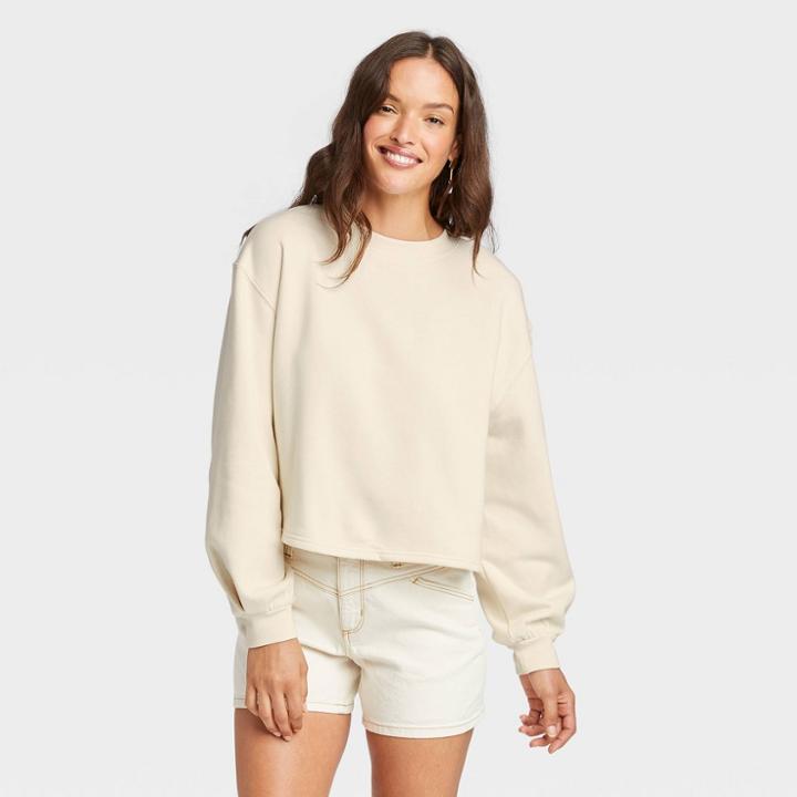 Women's Shrunken Sweatshirt - Universal Thread White