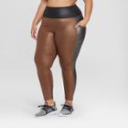 Women's Plus Size 7/8 High-rise Shine Leggings With Side Pockets - Joylab Bronze