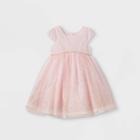 Mia & Mimi Toddler Girls' Glitter Tulle Short Sleeve Dress - Blush Pink