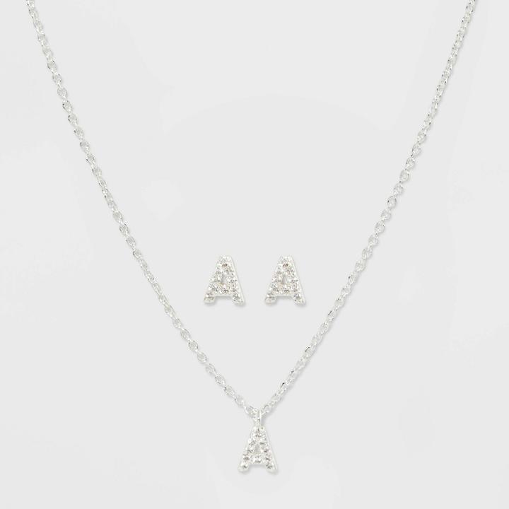 Initial A Crystal Jewelry Set - A New Day Silver, Women's