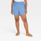 Women's Plus Size High-rise Pull-on Gauze Shorts - Universal Thread Blue