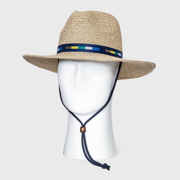 Men's Mixed Color Panama Hat With Colorful Band - Goodfellow & Co Brown