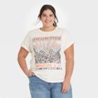 Grayson Threads Women's Plus Size Love Revolution Woodstock Short Sleeve Graphic T-shirt - Cream