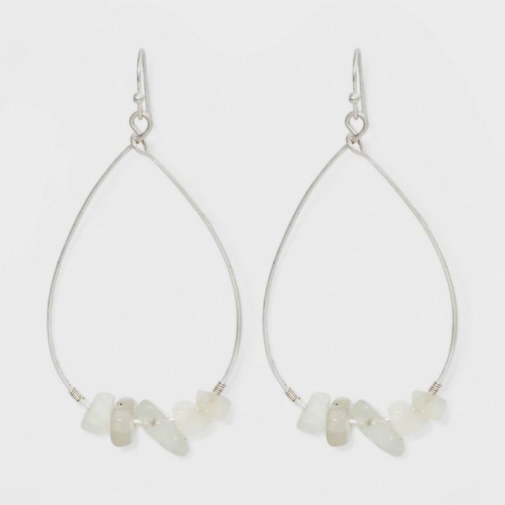 Semi-precious Crystal Nugget Wire Teardrop Earrings - Universal Thread White, Women's