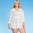 Kona Sol Women's Plus Size Button-up Cover Up Shirtdress - Kona