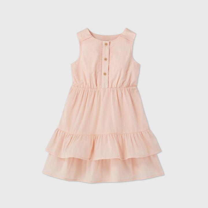 Toddler Girls' Tank Top Shine Striped Dress - Art Class Pink