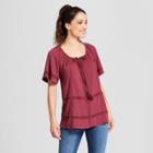 Women's Lace Trim Knit Top - Knox Rose Wine