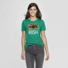 Women's Short Sleeve 100% Irish Sequin Graphic T-shirt - Modern Lux (juniors') - Green