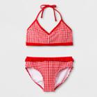 Girls' Textured Gingham Bikini Set - Cat & Jack Red