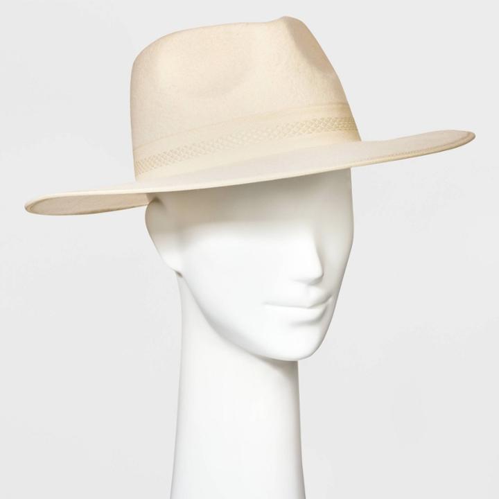 Women's Wide Brim Fedora Hat - A New Day Ivory