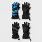 Boys' 2pk Static Ripple Gloves - C9 Champion Black/blue 8-16, Black Blue Gray