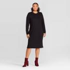 Women's Plus Size Long Sleeve Crewneck Essential Knit Midi Dress - Prologue Black 1x, Women's,