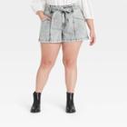 Women's Plus Size High-rise Paperbag Shorts - Universal Thread Gray