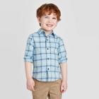 Toddler Boys' Long Sleeve Plaid Button-down Shirt - Cat & Jack Blue 12m, Toddler Boy's