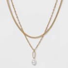 17 Multi-strand Hanging Pearl And Chain Necklace - A New Day Gold