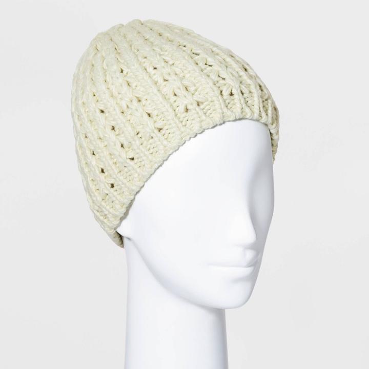 Women's Hand Knit Lined Beanie - Universal Thread Green