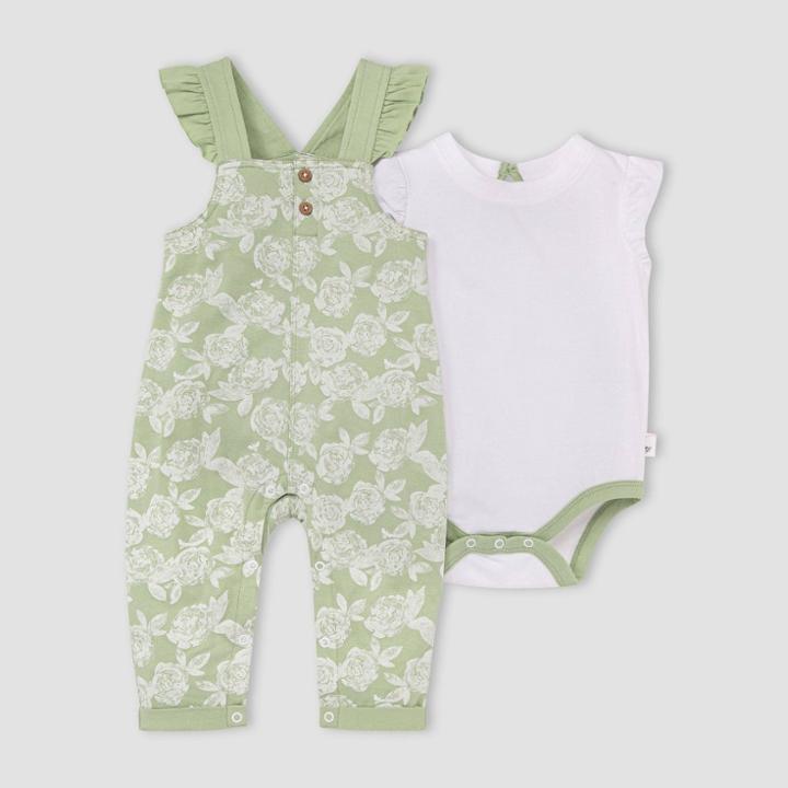 Burt's Bees Baby Girls' Fresh Spring Air Romper & Jumpsuit Set - Light Mint Green Newborn