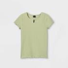 Girls' Notch Front Pointelle Short Sleeve T-shirt - Art Class