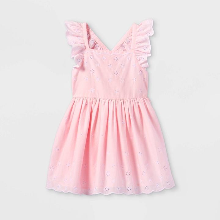 Toddler Girls' Ruffle Sleeve Embroidered Dress - Cat & Jack
