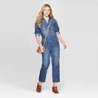 Women's Long Sleeve Boiler Suit Coveralls - Universal Thread Medium Blue