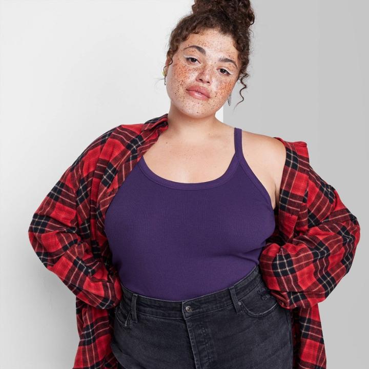 Women's Plus Size Slim Fit Tank Top - Wild Fable Dark Purple