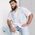 Men's Big & Tall Tie-dye Short Sleeve Button-down Shirt - Original Use True White