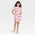 Girls' Valentine's Day 'heart' Long Sleeve Ruffle Dress - Cat & Jack Cream