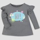 Gerber Toddler Girls' Long Sleeve Top With Shoulder Ruffles - Dark Heather Gray