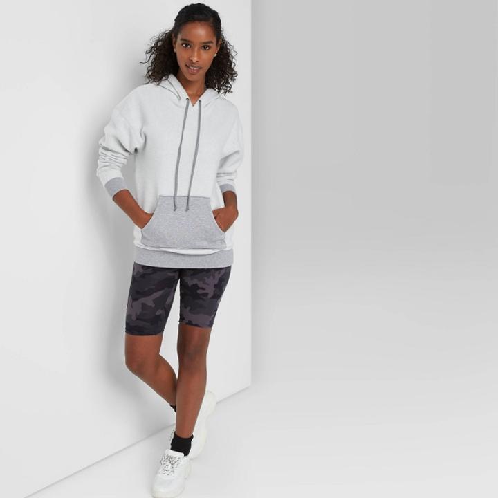 Women's Colorblock Oversized Hoodie - Wild Fable Reverse Fleece Gray