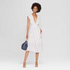 Women's Striped Short Sleeve Midi Dress - Needlework Blush