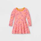 Toddler Girls' Dr. Seuss 'oh The Places' Long Sleeve Knit Dress - Pink