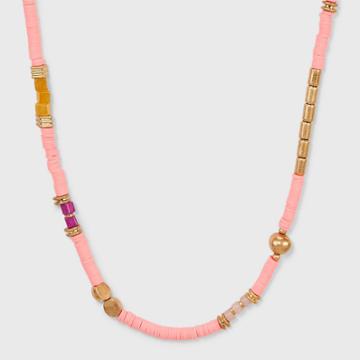 Semi-precious Aventurine And Rose Quartz Beaded Necklace - Universal Thread Pink