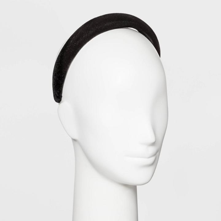 Velvet Cover Puff Plastic Headband - Wild Fable Black