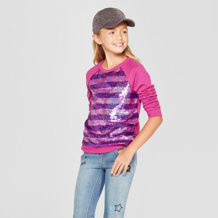Girls' Flip Sequins Pullover - Cat & Jack Purple