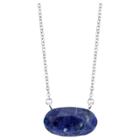 Target Plated Sodalite Genuine Stone Stationed Necklace - 18 - Silver, Girl's, Sodalite