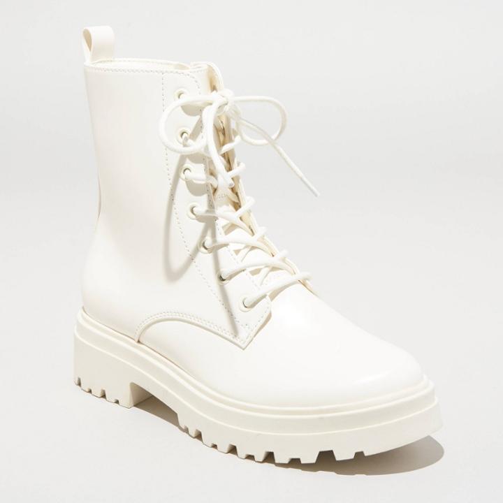 Women's Bridget Combat Boots - A New Day Off-white