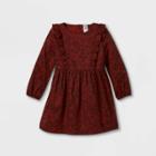 Toddler Girls' Floral Ruffle Long Sleeve Dress - Just One You Made By Carter's Brown