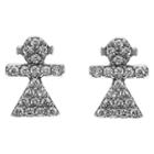 Journee Collection 3/8 Ct. T.w. Round-cut Cz Girl Stud Pave Set Earrings In Base