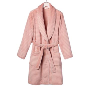 Wellbeing By Sunham L Ribbed Bathrobe Blush - Wellbeing By