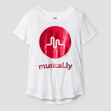 Girls' Musical.ly Shimmer Short Sleeve T-shirt - White