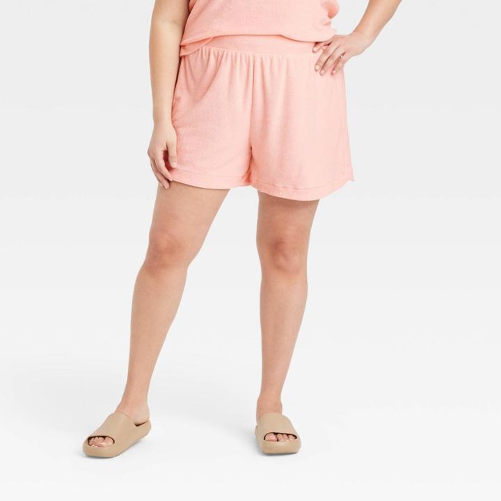 Women's Plus Size Mid-rise Pull-on Shorts - A New Day Blush