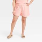 Women's Plus Size Mid-rise Pull-on Shorts - A New Day Blush