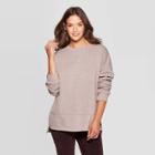 Women's Long Sleeve Crewneck Fleece Tunic Pullover Sweatshirt - Universal Thread Tan