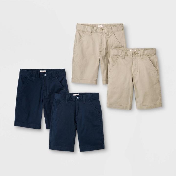 Boys' 4pk Flat Front Stretch Uniform Shorts - Cat & Jack Cream